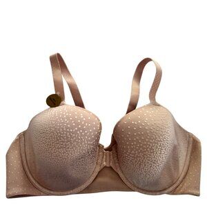 Wacoal Beige Dot-Pattern Underwire Bra  40D Front Closure Back Smoothing 853403